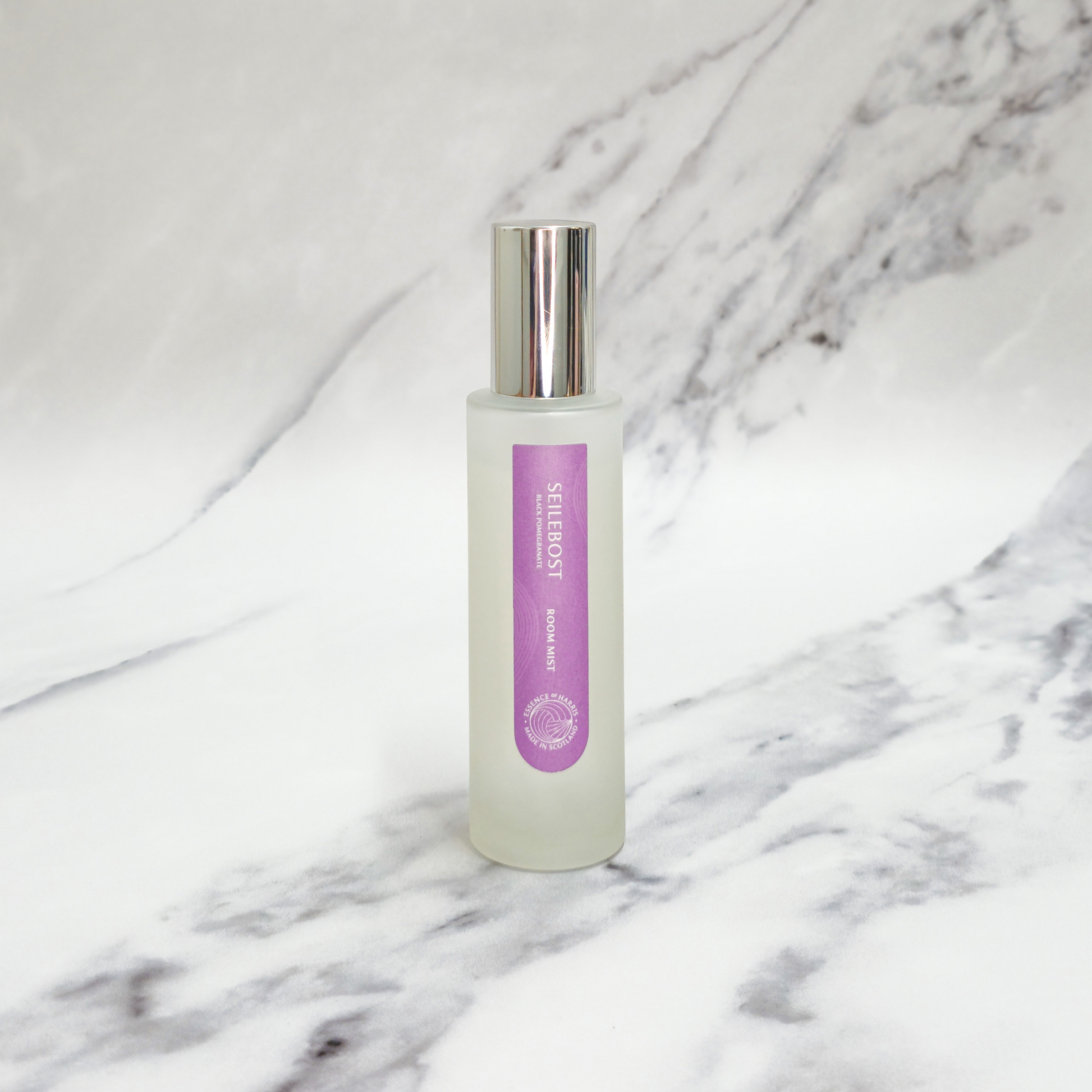 Essence of Harris black pomegranate and plum room mist in frosted glass bottle 