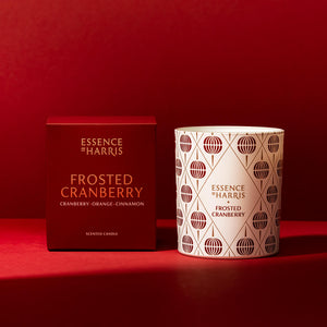 Frosted Cranberry Scented Festive Candle with Red Foiled Box
